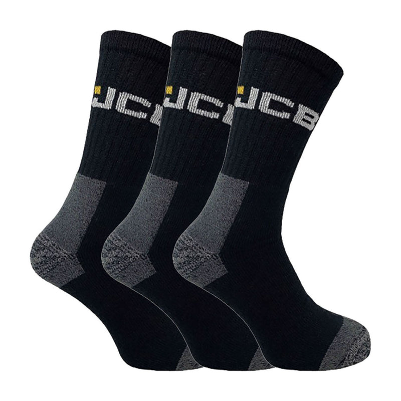 3 Pack Mens Cushioned Reinforced Heel & Toe Work Socks