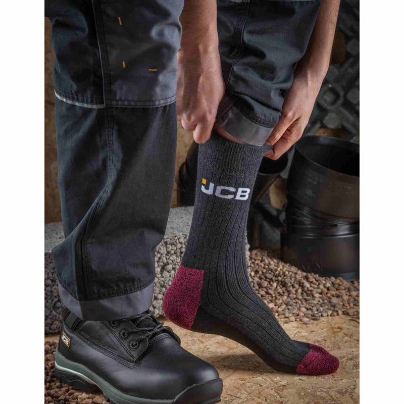 3 Pack Mens Boot Socks for Work with Cushioned Heel & Toe