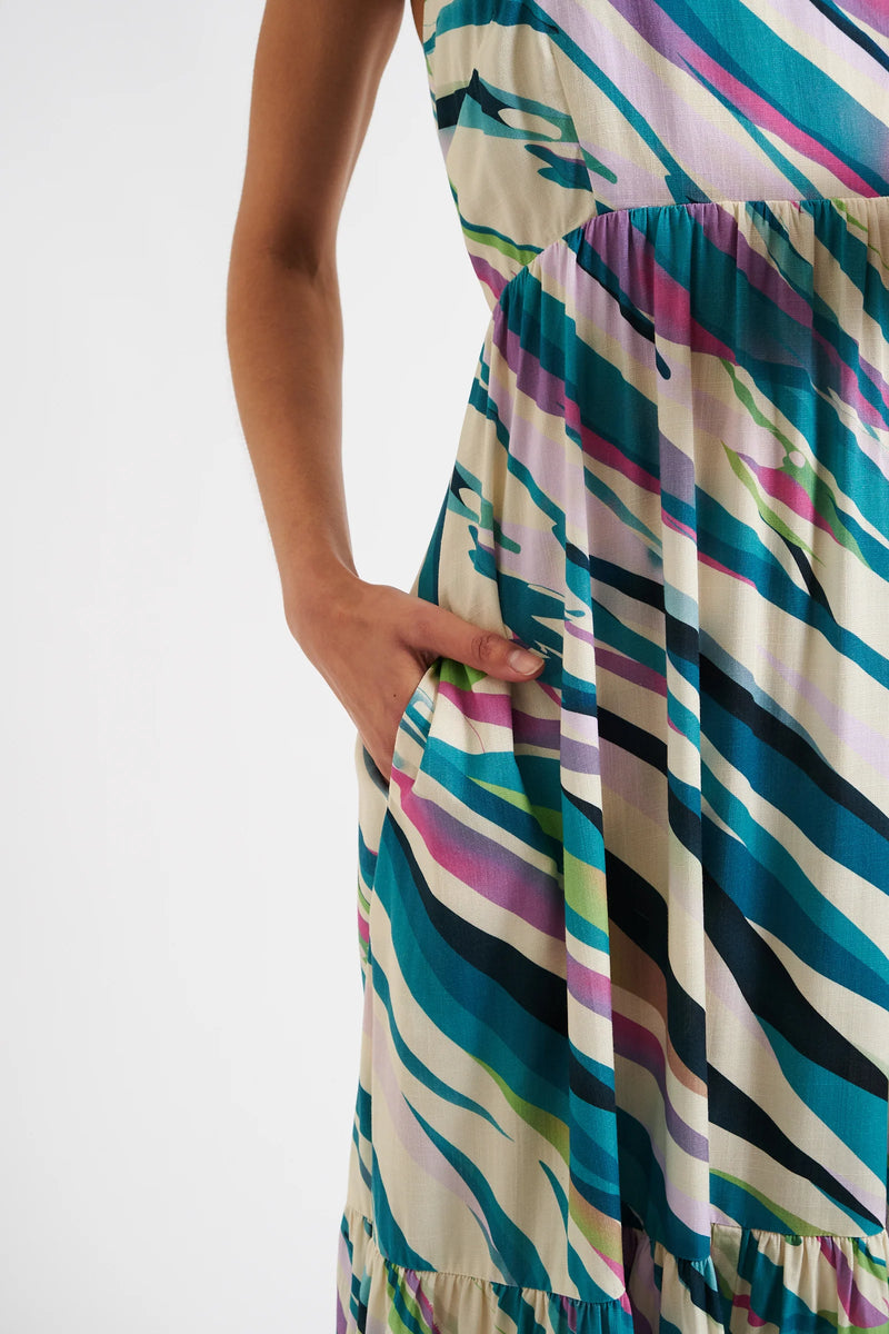Jema Diagonal Wave Print Midi Sundress