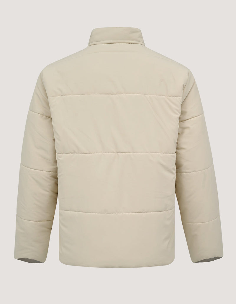 Cream Mock Neck Puffer Jacket