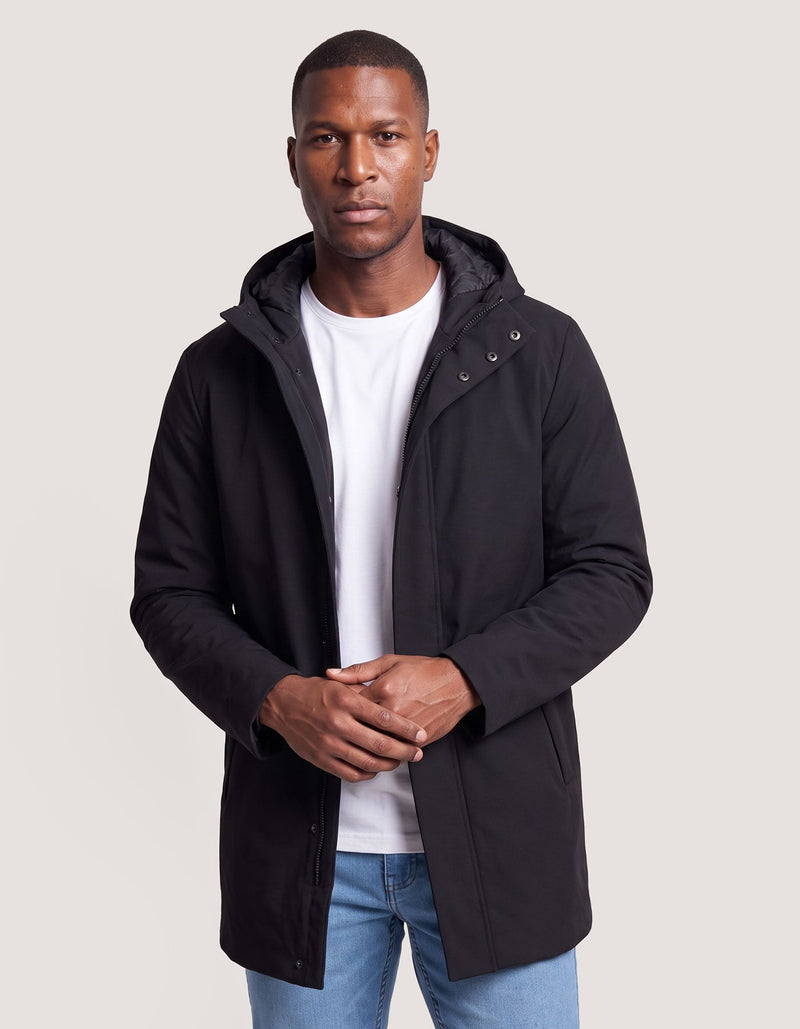 Black Longline Windbreaker Jacket