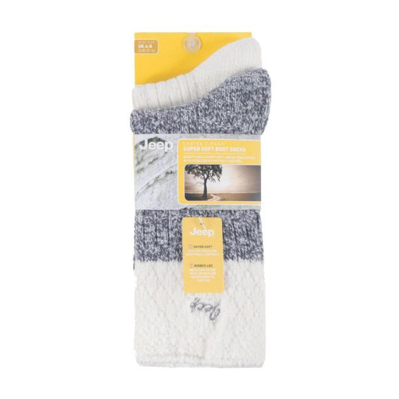 2 Pack Ladies Supersoft Warm Ribbed Thick Hiking Boot Socks
