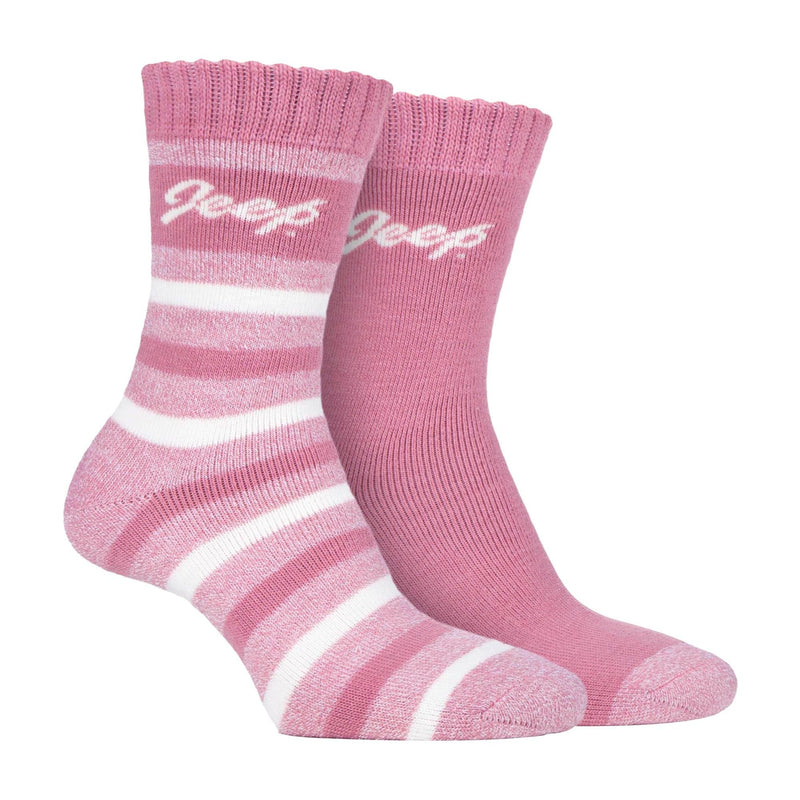 Breathable Cushioned Thermal Boot Socks - 2 Pack Striped Socks for Women