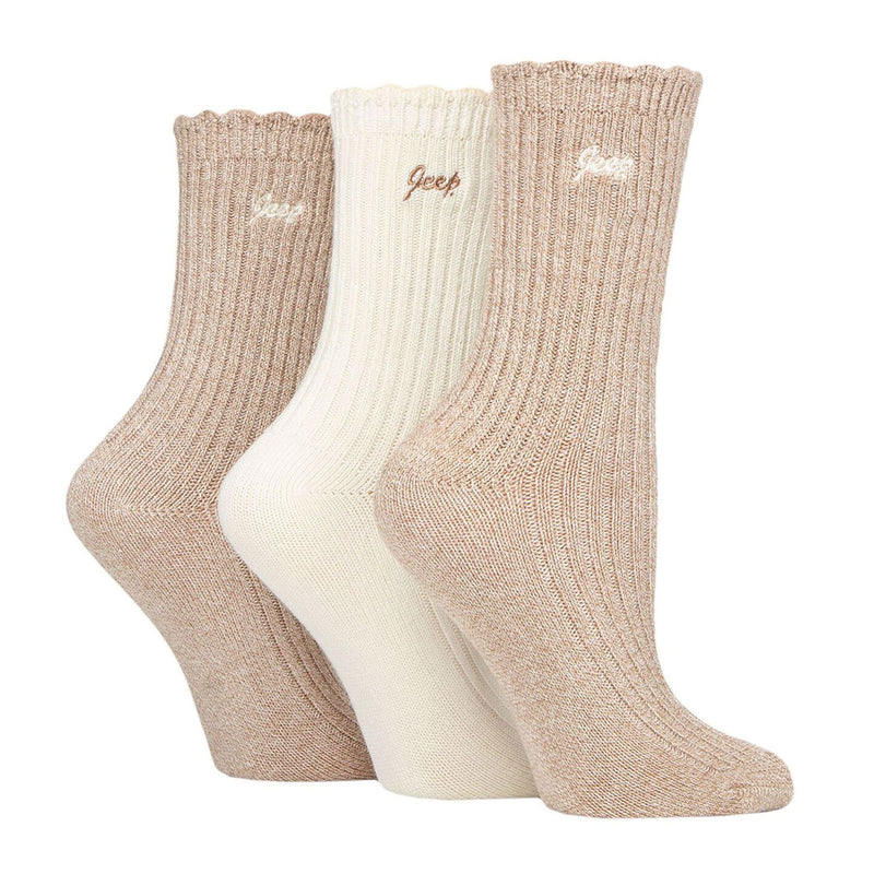 3 Pack Ladies Bamboo Scalloped Ankle Socks | Ribbed Cushioned
