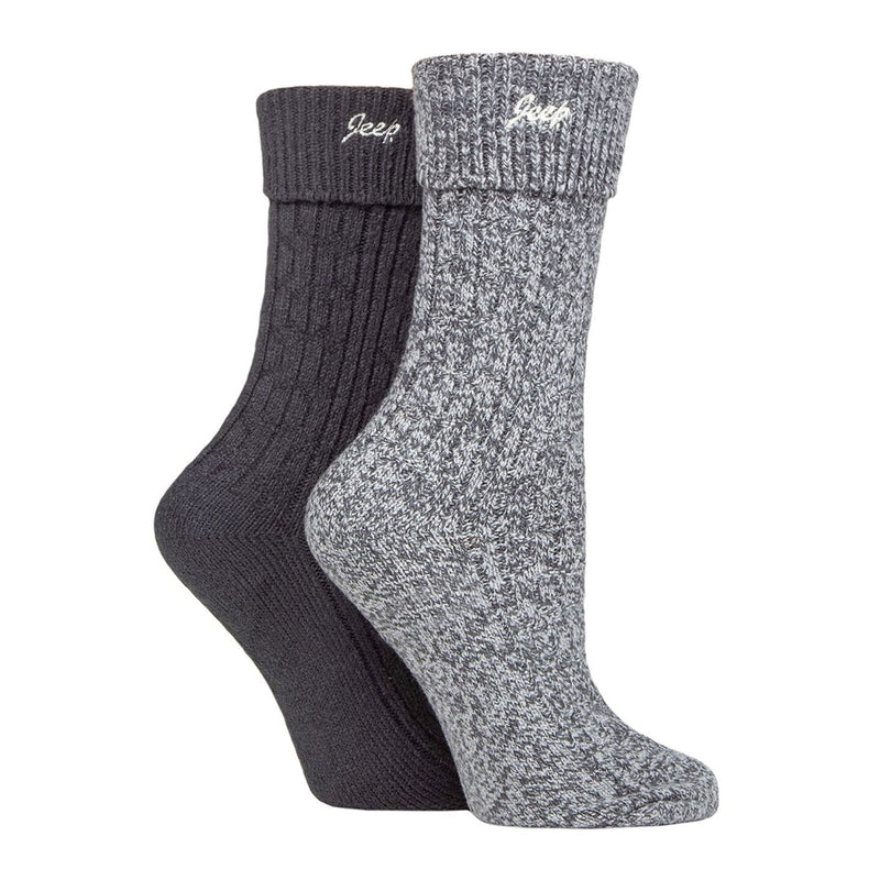 2 Pack Ladies Turn Cuff Boot Socks | Performance Polyester Walking Socks