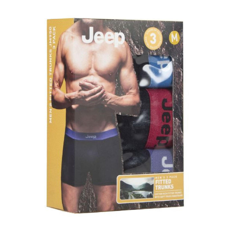 3 Pack Mens Cotton Rich Blend Everyday Fitted Trunks