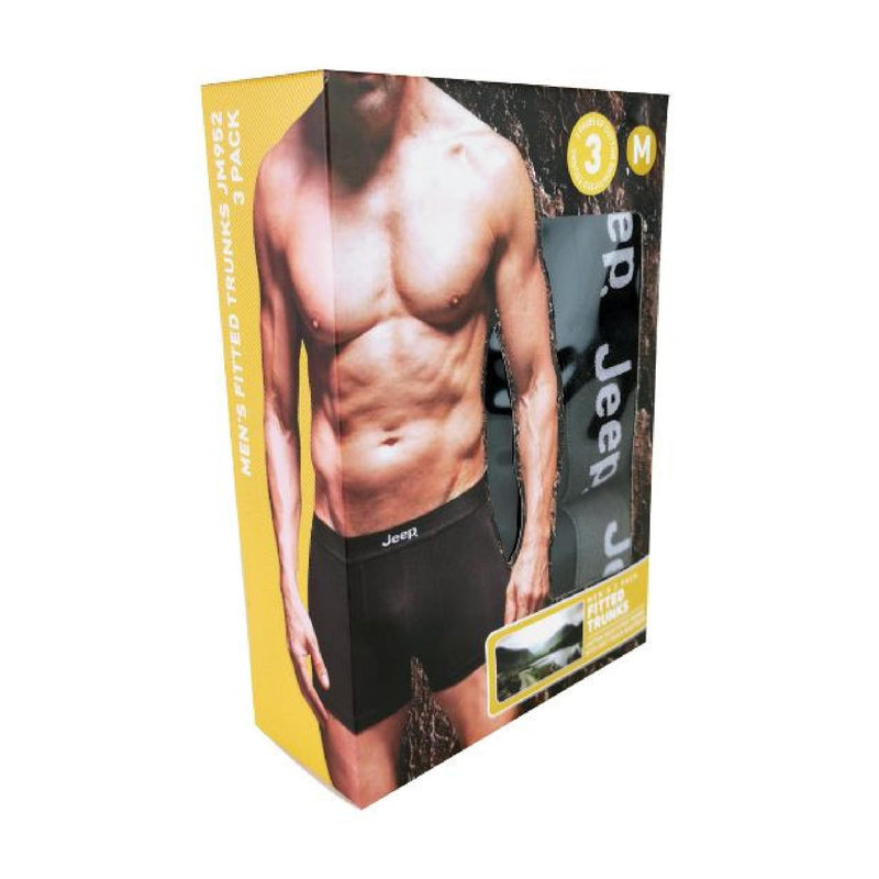 3 Pack Mens Cotton Rich Blend Everyday Fitted Trunks