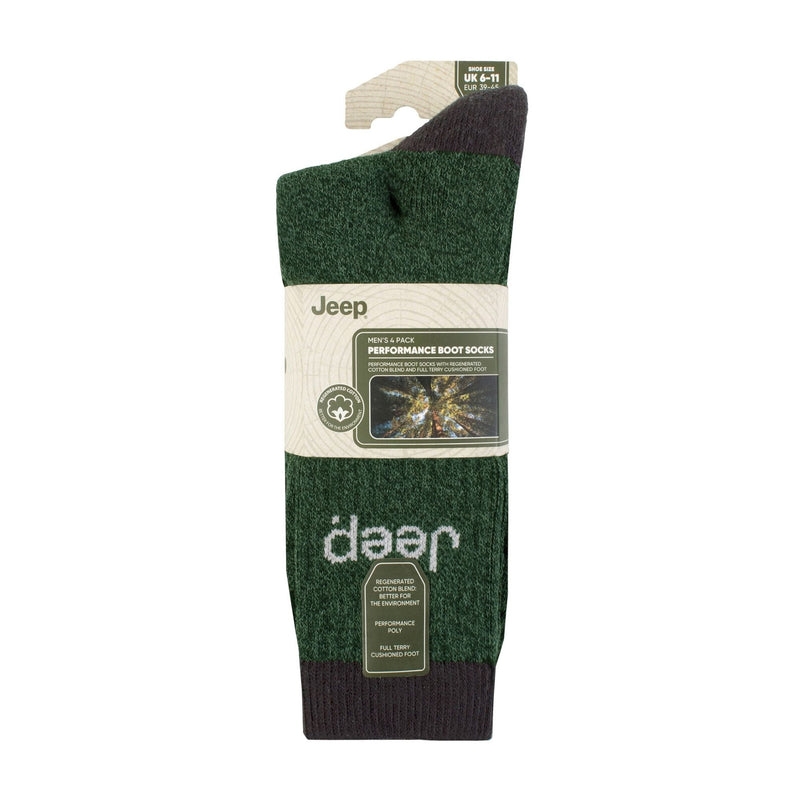 Men's 4 Pack Recycled Cotton Boot Socks | Thick Knit Full Cushioned Socks