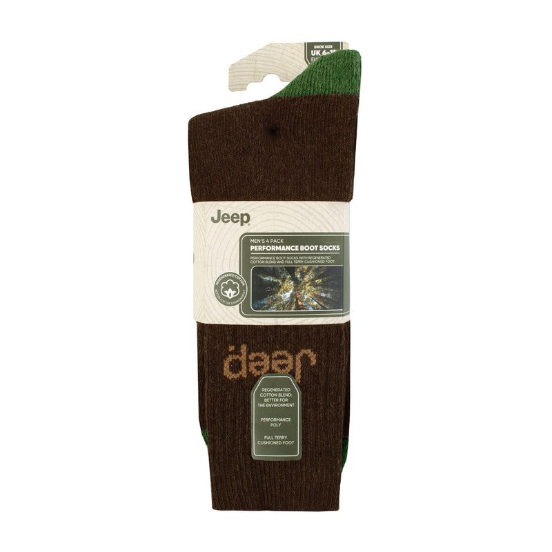 Men's 4 Pack Recycled Cotton Boot Socks | Thick Knit Full Cushioned Socks