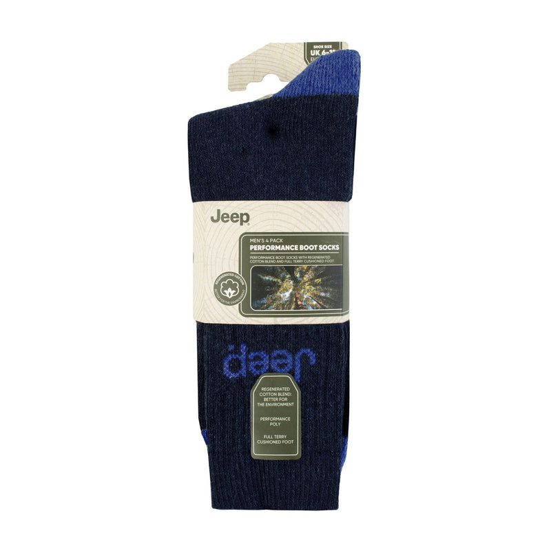 Men's 4 Pack Recycled Cotton Boot Socks | Thick Knit Full Cushioned Socks
