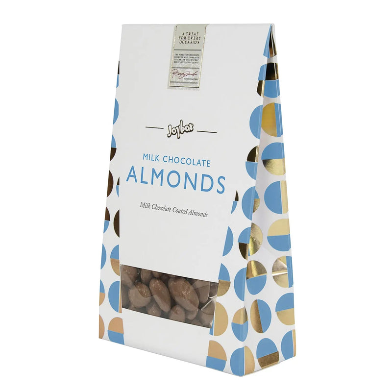 Joybox almonds coated in milk chocolate in carton
