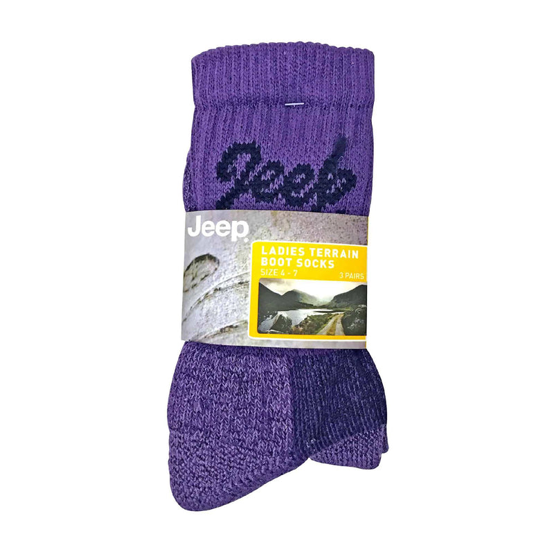 3 Pack Ladies Cotton Cushioned Hiking Socks