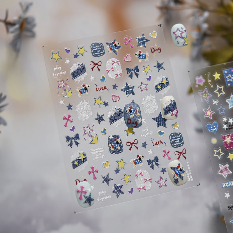 Hello Claws | Jeans Puppy Nail Deco Sticker