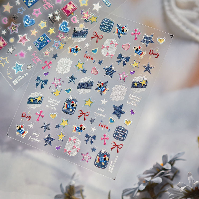 Hello Claws | Jeans Puppy Nail Deco Sticker