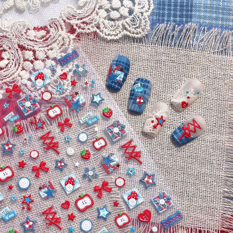 Hello Claws | Jeans And Apple Nail Deco Sticker
