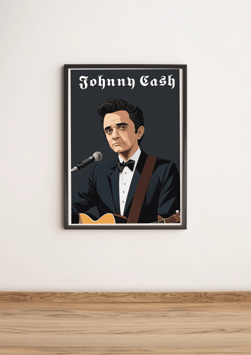 Johnny Cash Poster | Man in Black Cartoon Print