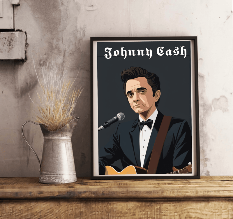 Johnny Cash Poster | Man in Black Cartoon Print