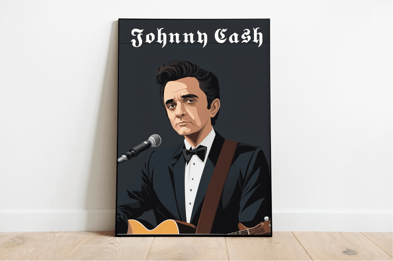 Johnny Cash Poster | Man in Black Cartoon Print