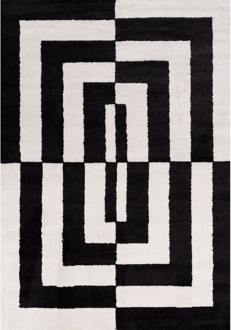 Joli Geometric Black & White Rug