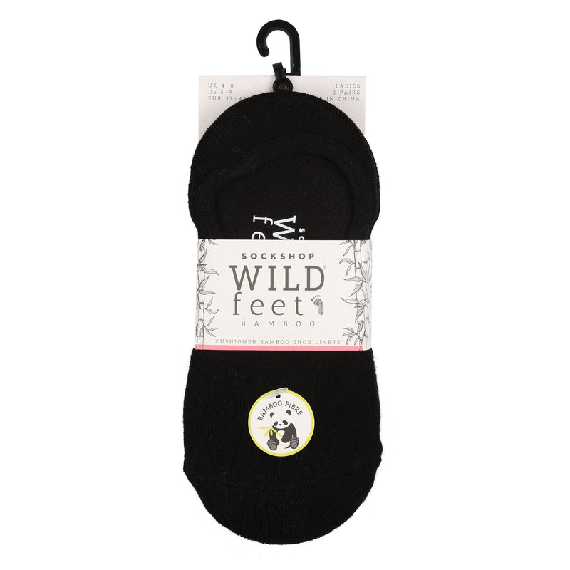 2 Pack Ladies Bamboo No Show Socks | Novelty Cushioned Socks with Heel Grip