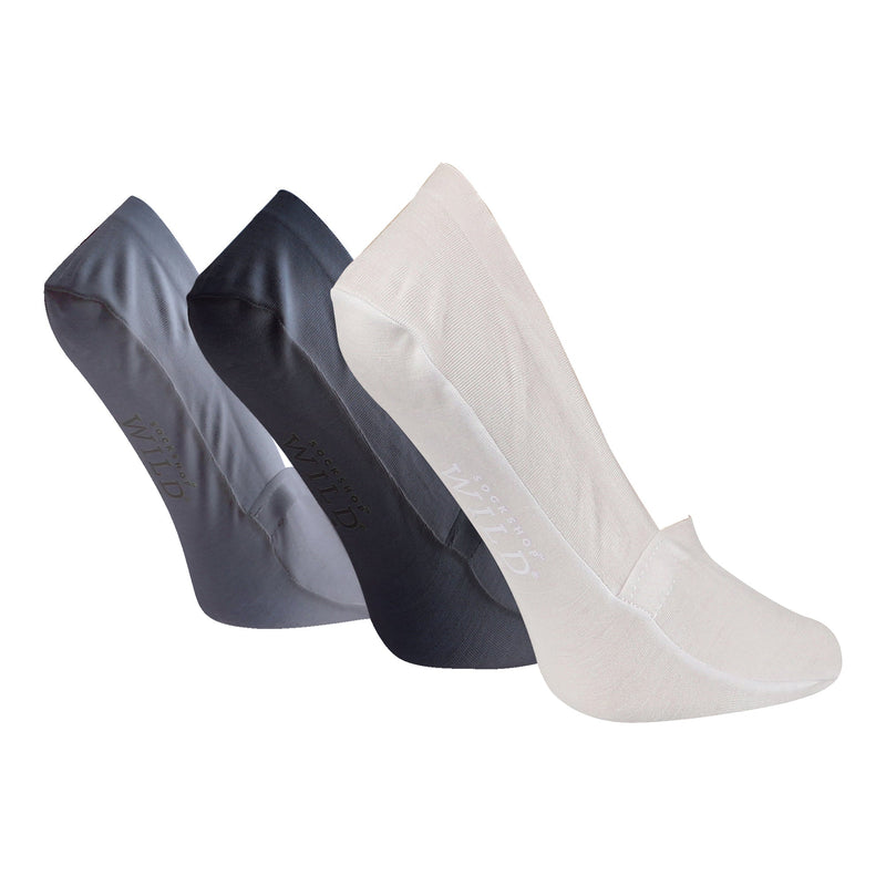 3 Pack Ladies Bamboo Invisible Socks with Silicone Heel Grip