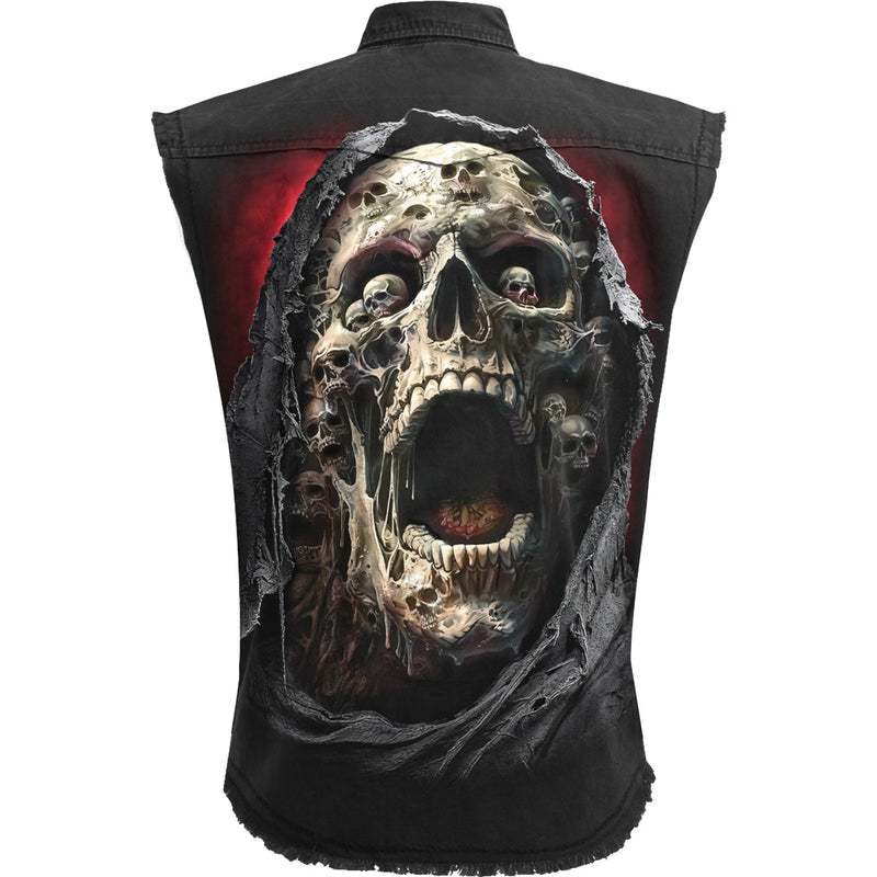 SCREAMING DEATH - Sleeveless Stone Washed Worker Black