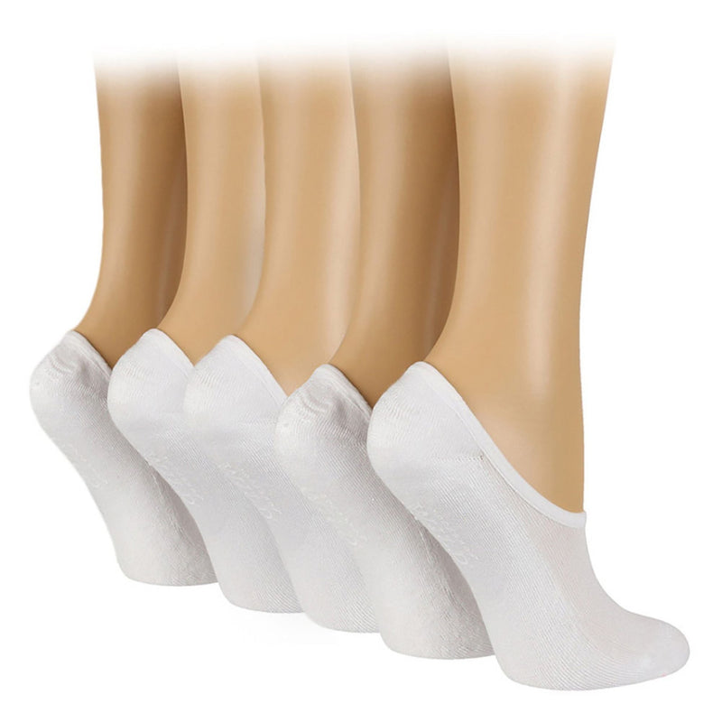 5 Pack Ladies Cushioned Low Cut Shoe Liner Socks with Silicone Heel Grip