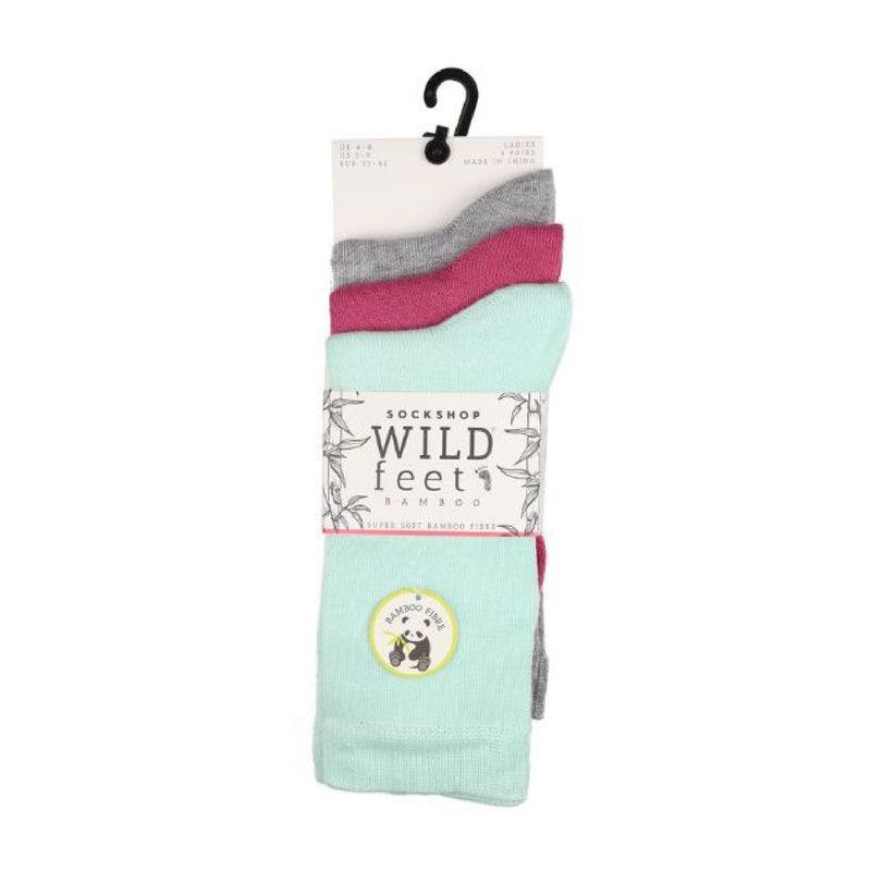 3 Pack Ladies Plain Coloured Bamboo Socks for Summer