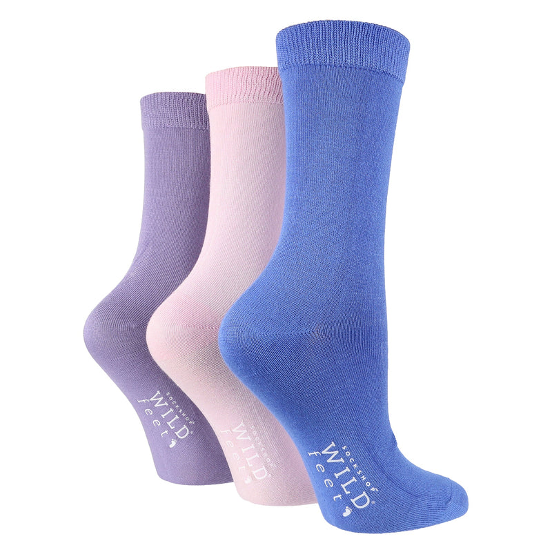 3 Pack Ladies Plain Coloured Bamboo Socks for Summer