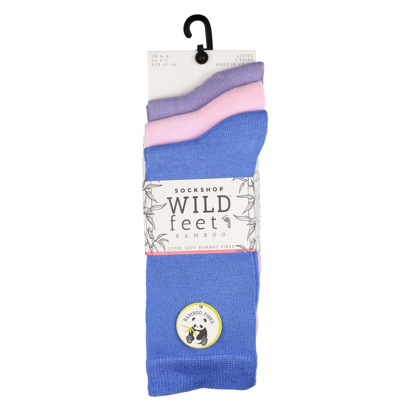 3 Pack Ladies Plain Coloured Bamboo Socks for Summer