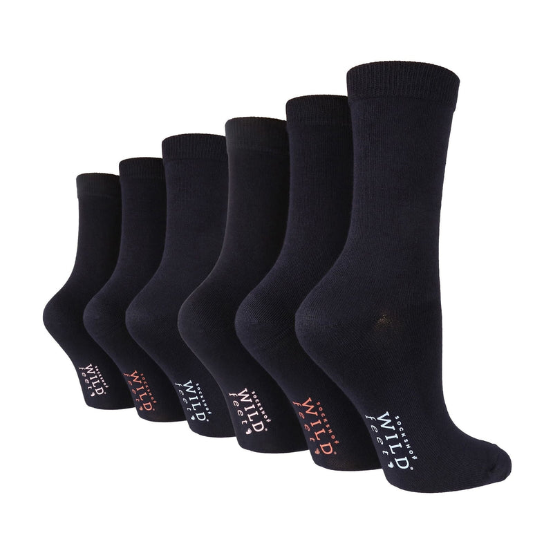 6 Pack Ladies Bamboo Socks: Plain Dress Socks with Unique Foot Patterns