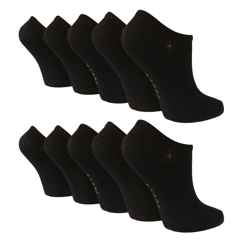 10 Pairs Ladies Bamboo Trainer Socks with Reinforced Heel & Toe