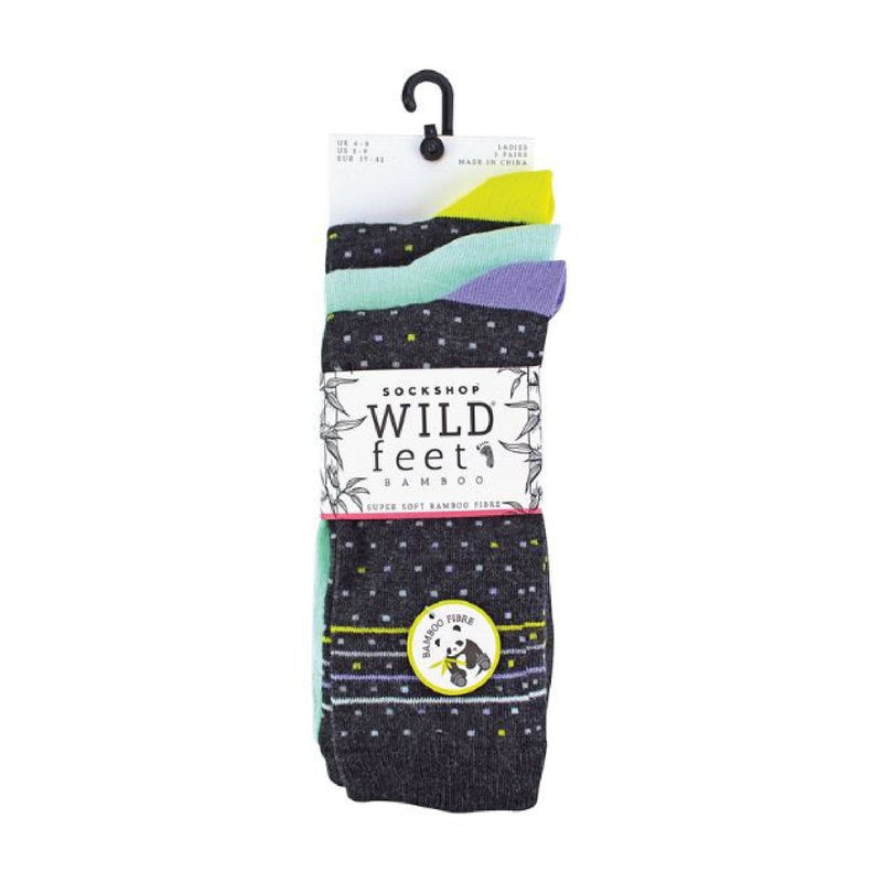 3 Pack Ladies Patterned Bamboo Socks for Summer