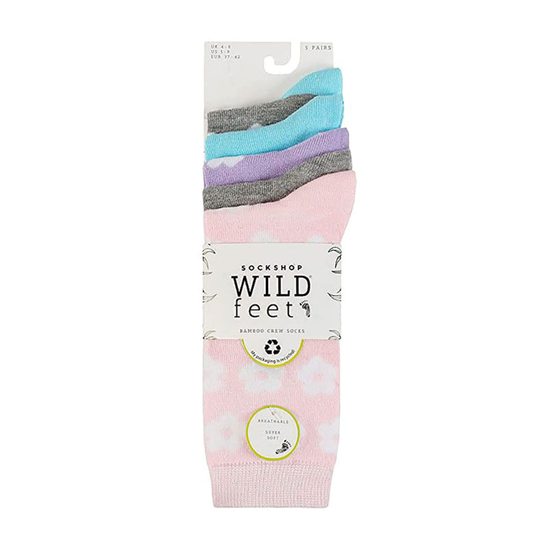 5 Pack Ladies Jacquard Patterned Crew Socks