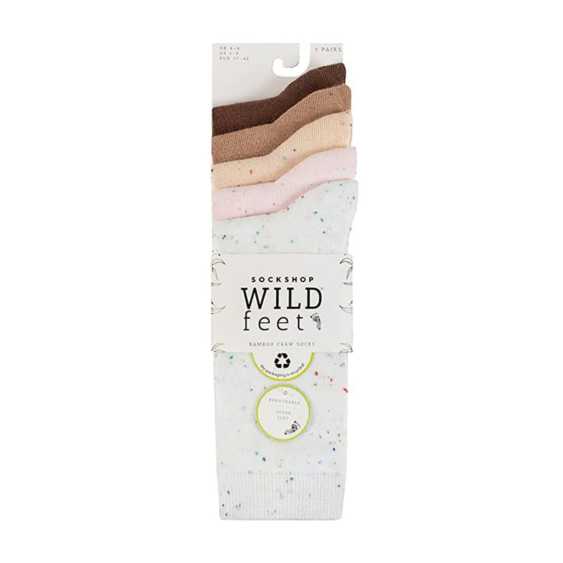 5 Pack Ladies Jacquard Patterned Crew Socks