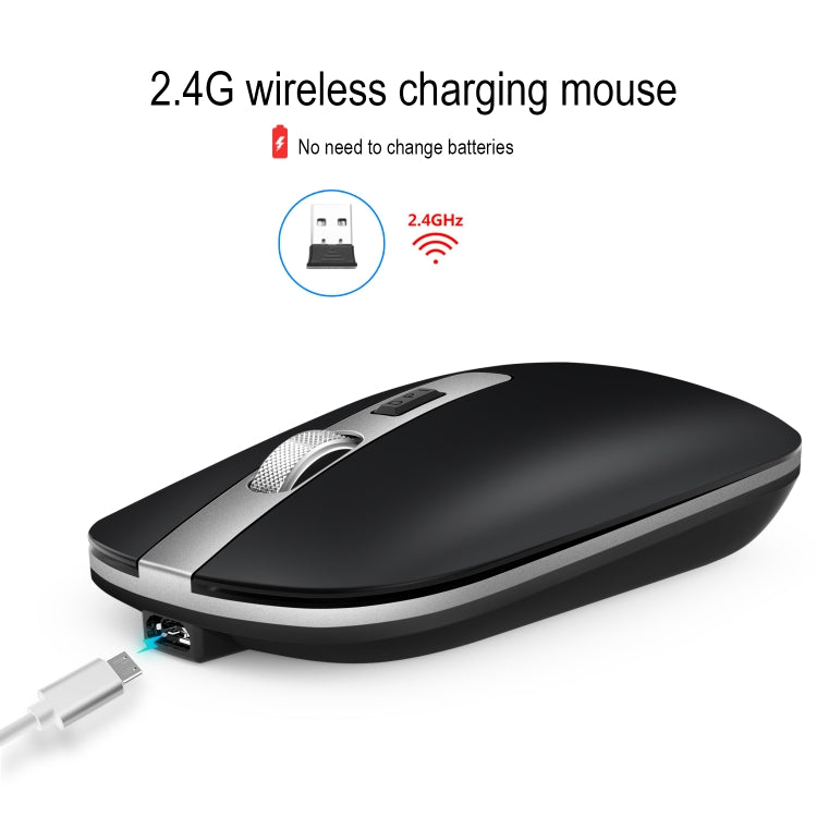 HXSJ M30 Rechargeable Wireless Mouse Metal Wheel Mute 2.4G Office Mouse 500 mAh Built-in Battery