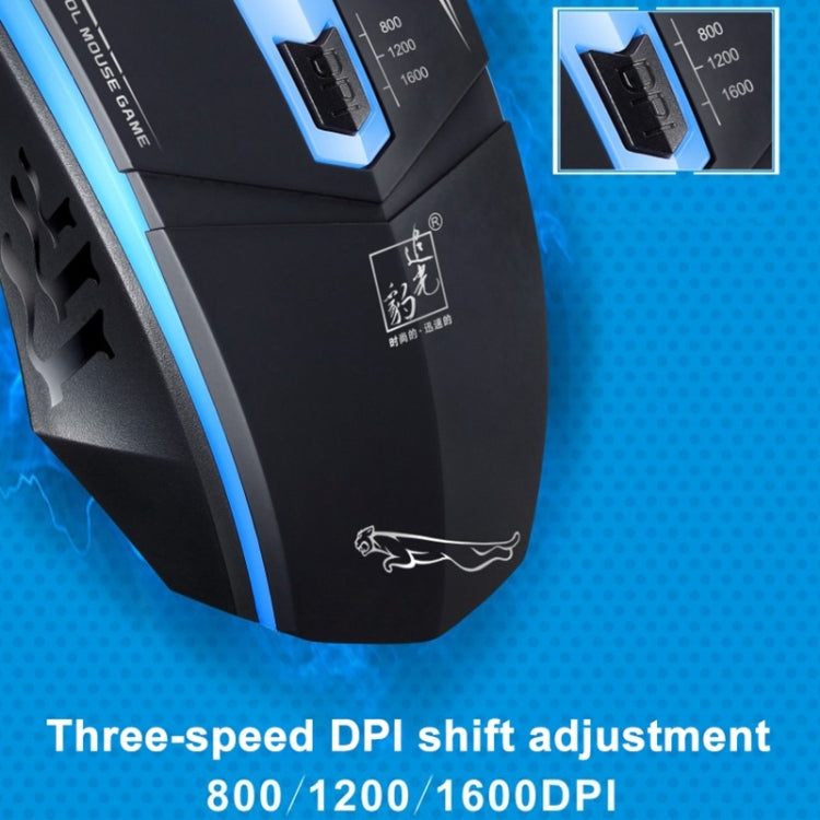 Chasing Leopard 199 USB 1600DPI Three-speed Adjustable LED Backlight Wired Optical Gaming Mouse, Length: 1.3m(Black)