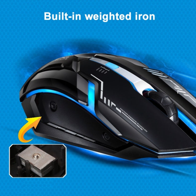 Chasing Leopard V17 USB 2400DPI Four-speed Adjustable Line Pattern Wired Optical Gaming Mouse with LED Breathing Light, Length: 1.45m(Jet Black)