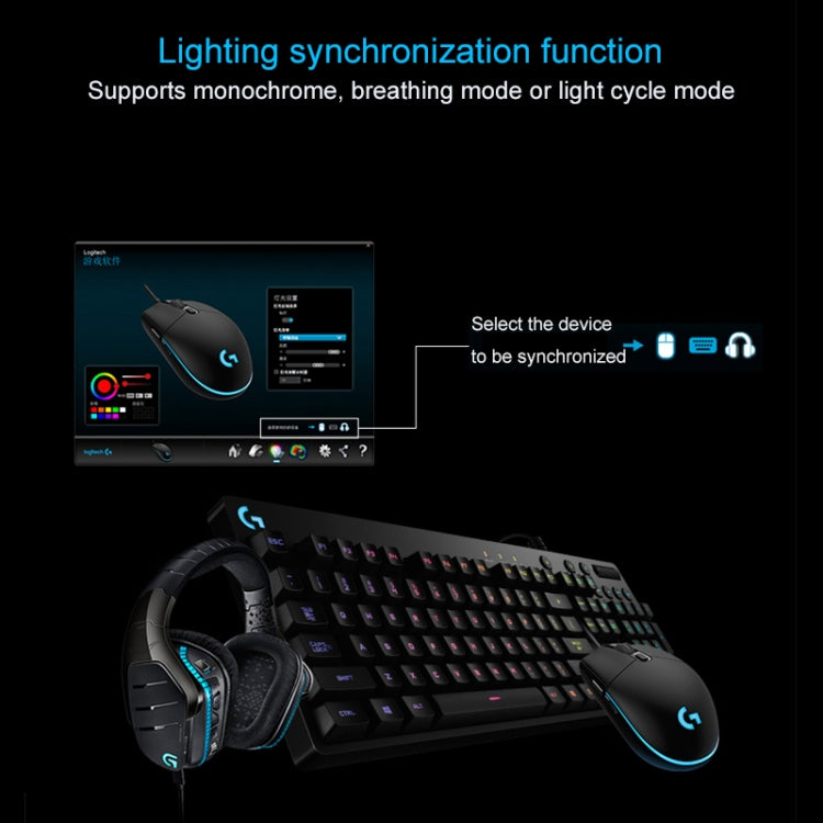 Logitech G102 6-keys RGB Glowing 6000DPI Five-speed Adjustable Wired Optical Gaming Mouse, Length: 2m (White)
