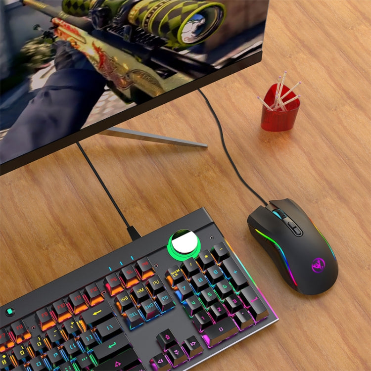 HXSJ A869 Type-C 7200dpi 6-modes Adjustable 7-keys RGB Light Wired Game Mouse, A869RGB-TYPE-C