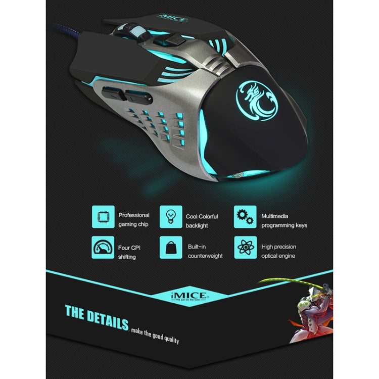 iMICE V5 USB 7 Buttons 4000 DPI Wired Optical Colorful Backlight Gaming Mouse for Computer PC Laptop, V5  (White)