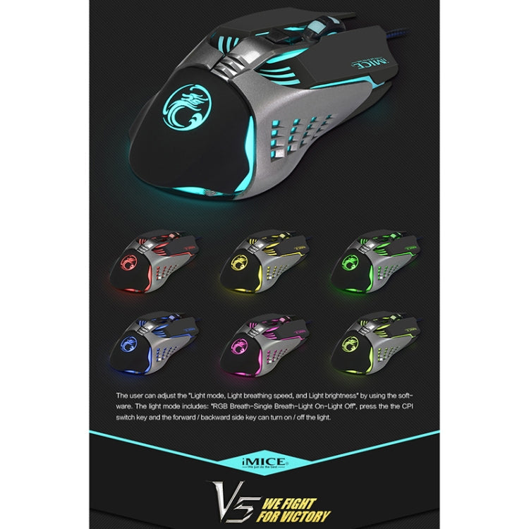 iMICE V5 USB 7 Buttons 4000 DPI Wired Optical Colorful Backlight Gaming Mouse for Computer PC Laptop, V5  (White)
