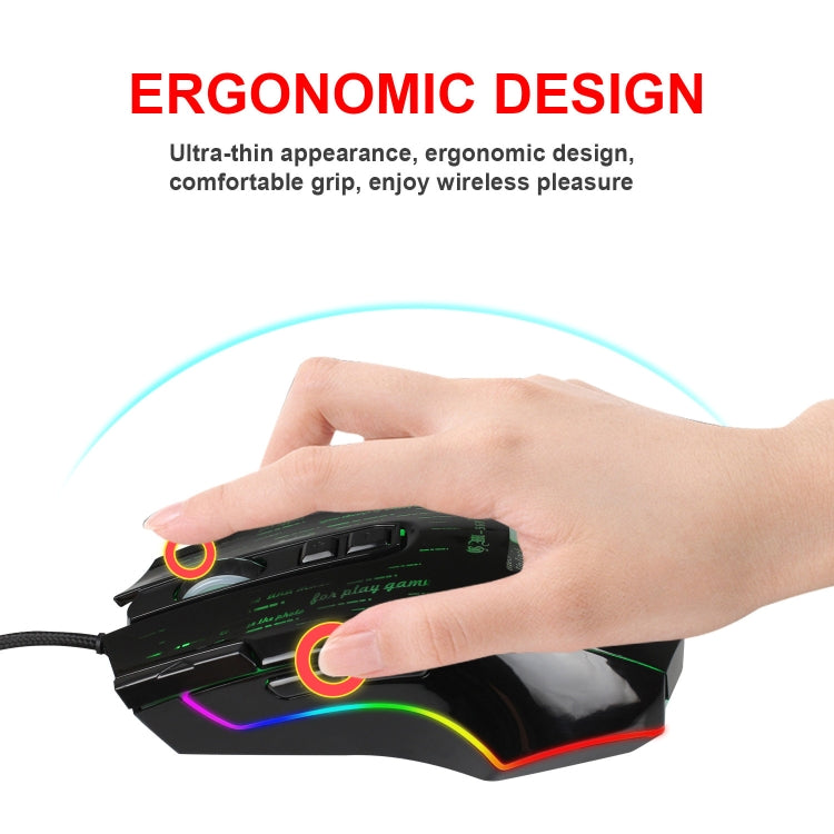 HXSJ J500 7 Keys RGB Programmable Display Screen Gaming Wired Mouse, J500