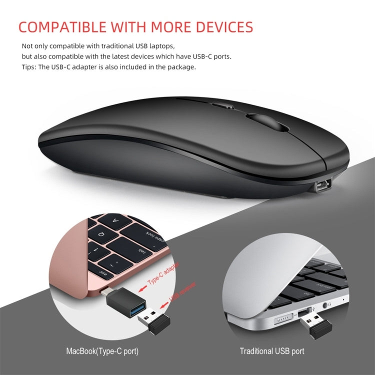 HXSJ M90 2.4GHz Ultrathin Mute Rechargeable Dual Mode Wireless Bluetooth Notebook PC Mouse