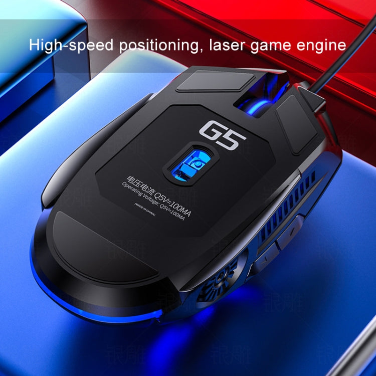 YINDIAO G5 3200DPI 4-modes Adjustable 6-keys RGB Light Silent Wired Gaming Mouse, G5 Silent Ver. White, G5 Silent Ver. Black