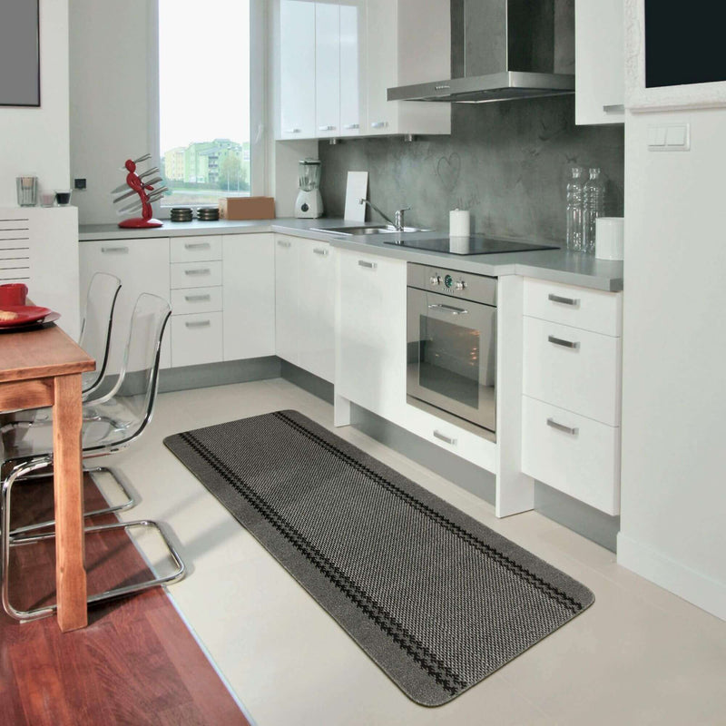 Washable Bordered Dark Grey Rug | 116D