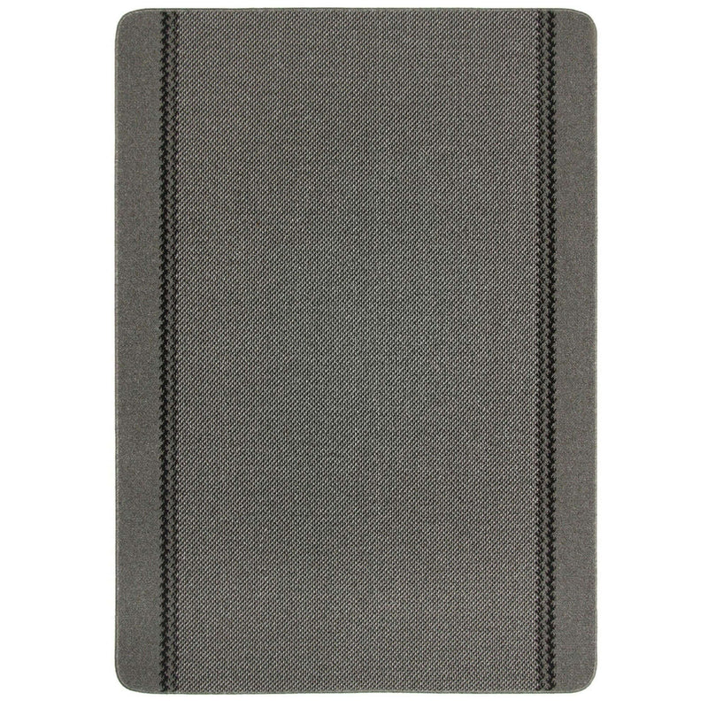 Washable Bordered Dark Grey Rug | 116D