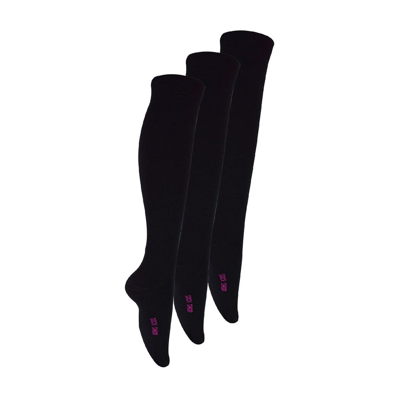3 Pack Girls Knee High Long Plain Soft Breathable Bamboo Socks