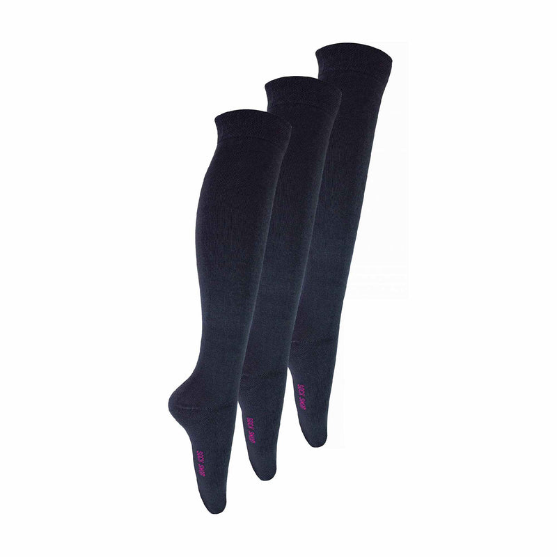 3 Pack Girls Knee High Long Plain Soft Breathable Bamboo Socks
