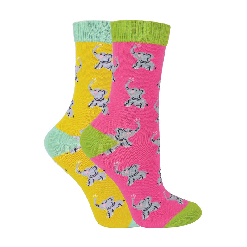 2 Pack Girls Animal Pattern Soft Breathable Bamboo Socks